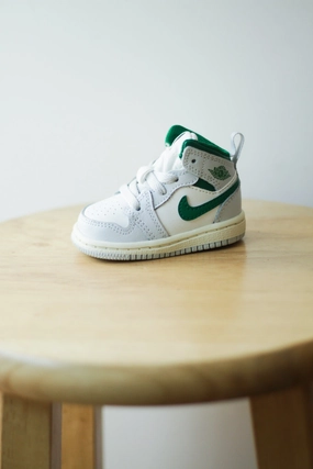 AIR JORDAN 1 MID (TD) SUMMIT WHITE/PINE GREEN-PURE PLATINUM