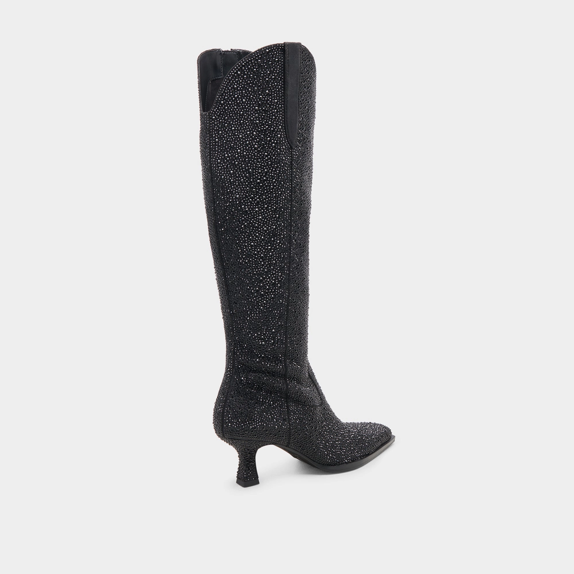 ARIANA CRYSTAL WIDE CALF BOOTS BLACK METALLIC CRYSTAL