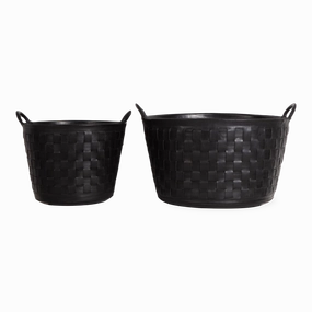 Braided Leather Basket