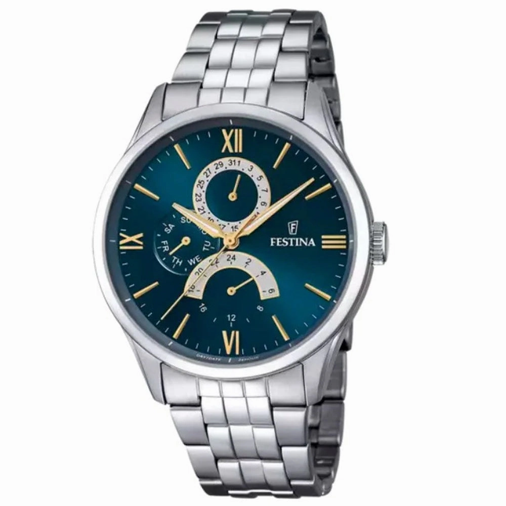 FESTINA F16822/1 White Dial Analogue Display and Silver Stainless Steel Men's Bracelet Watch