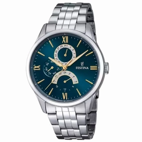 FESTINA F16822/1 White Dial Analogue Display and Silver Stainless Steel Men's Bracelet Watch