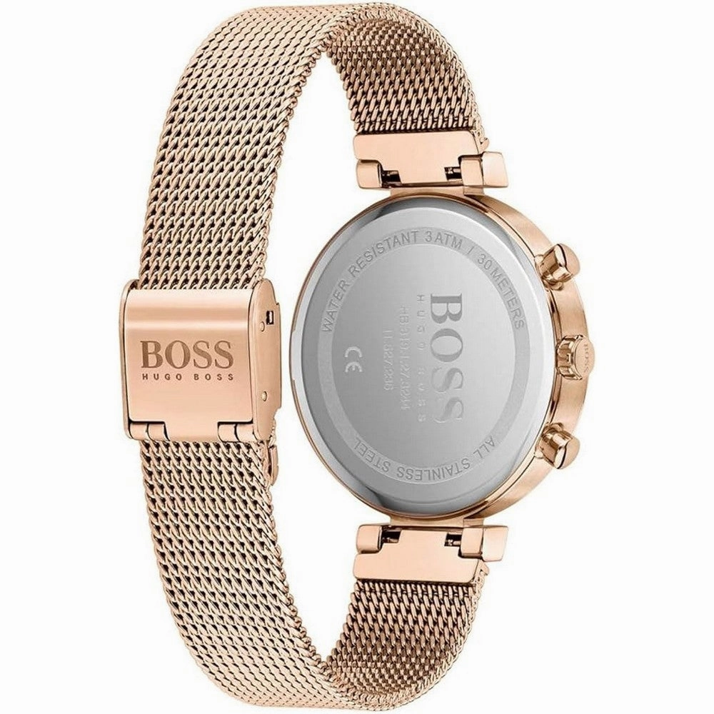 Hugo Boss Flawless Analogue Silver Dial Rose Gold tone Women's Mesh Watch 1502553