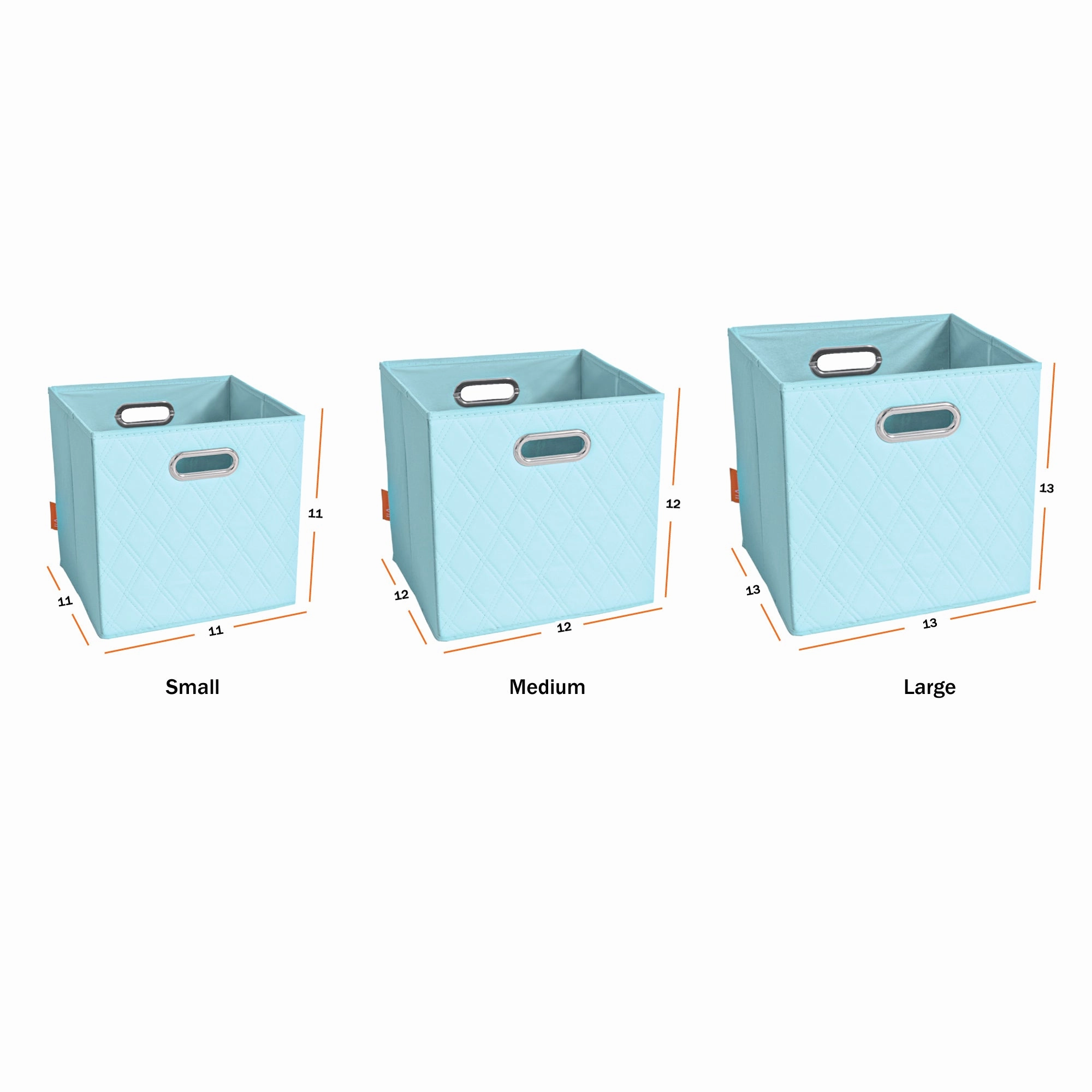 JIAessentials 11 inch Foldable Diamond Patterned Faux Leather Storage Cube Bins Set of Two with Dual Handles - 11" Blue