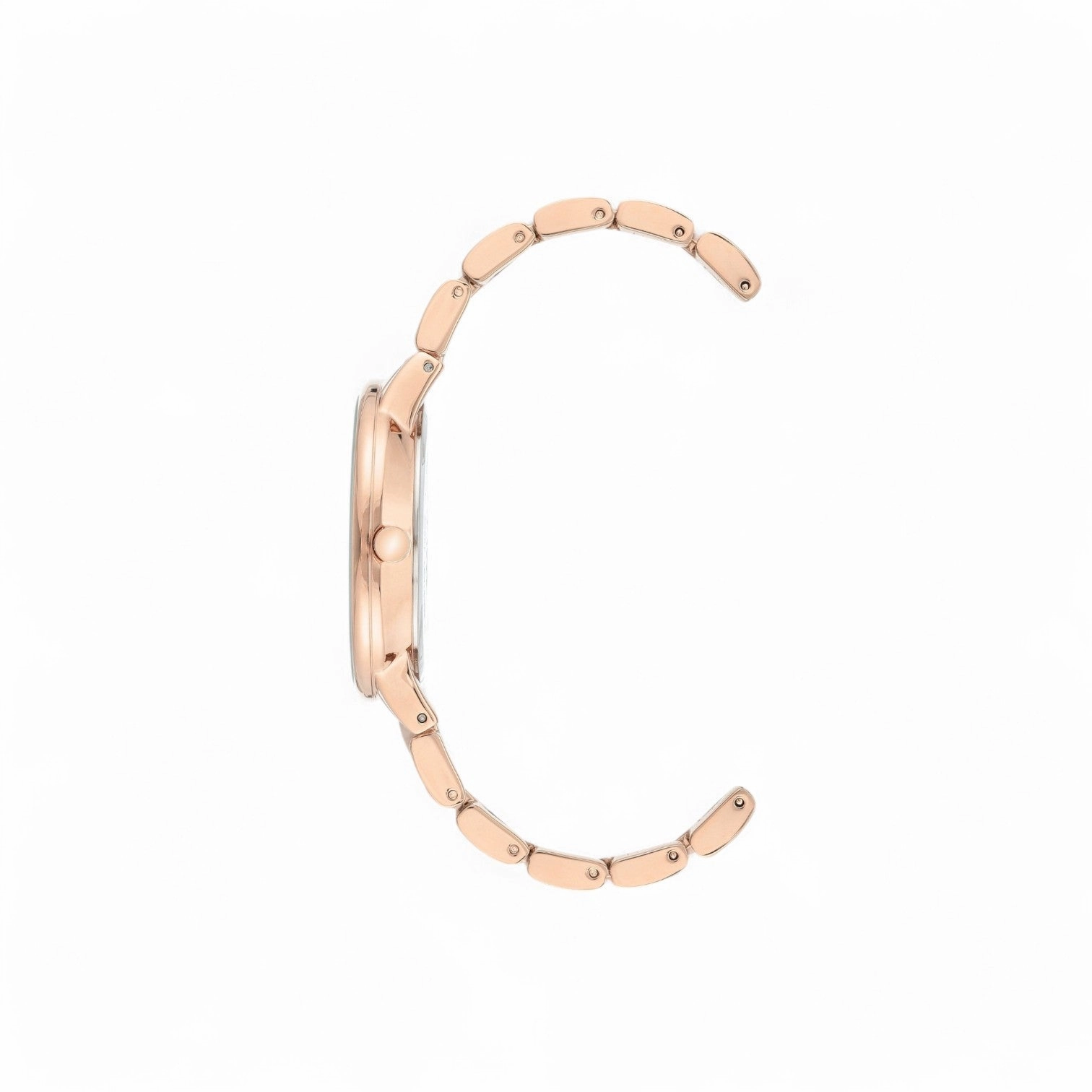 Marbleized Resin Bracelet Watch - White & Rose Gold-tone