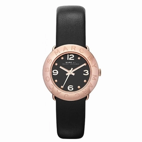 Marc Jacobs MBM1227 Mini Rose Gold Tone Amy Black Dial Black Leather Women's Watch