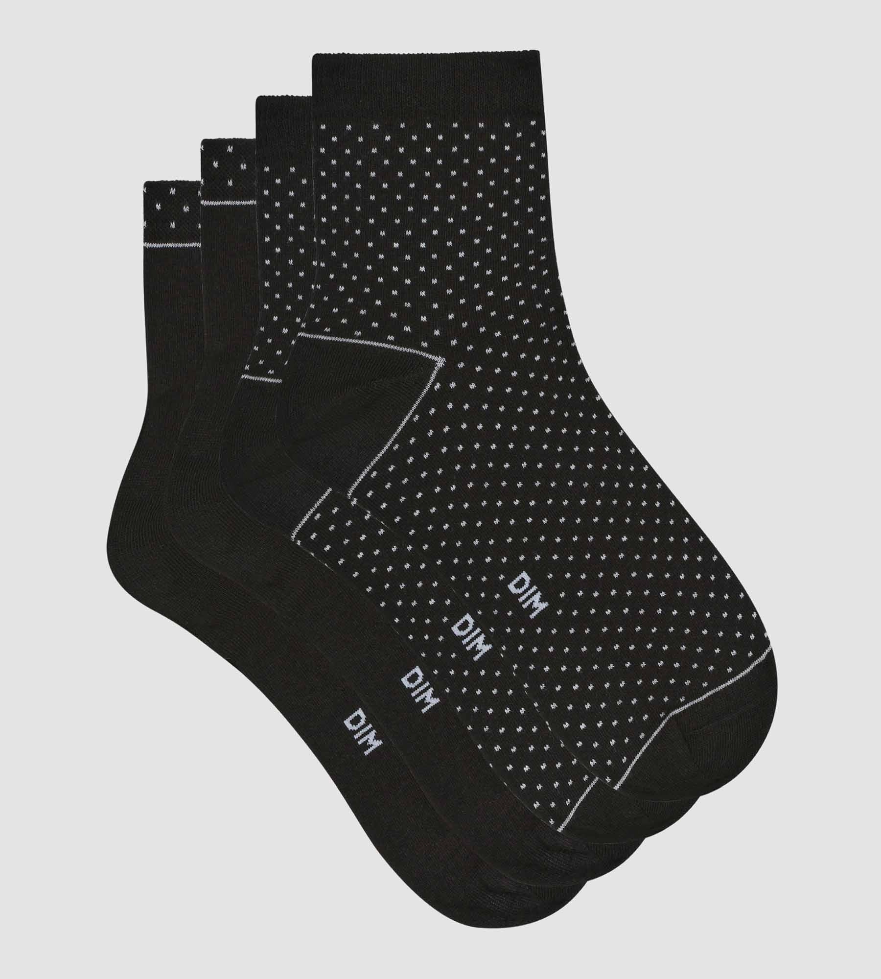 Pack of 2 pairs of black women's socks in organic cotton with polka dots Dim Good