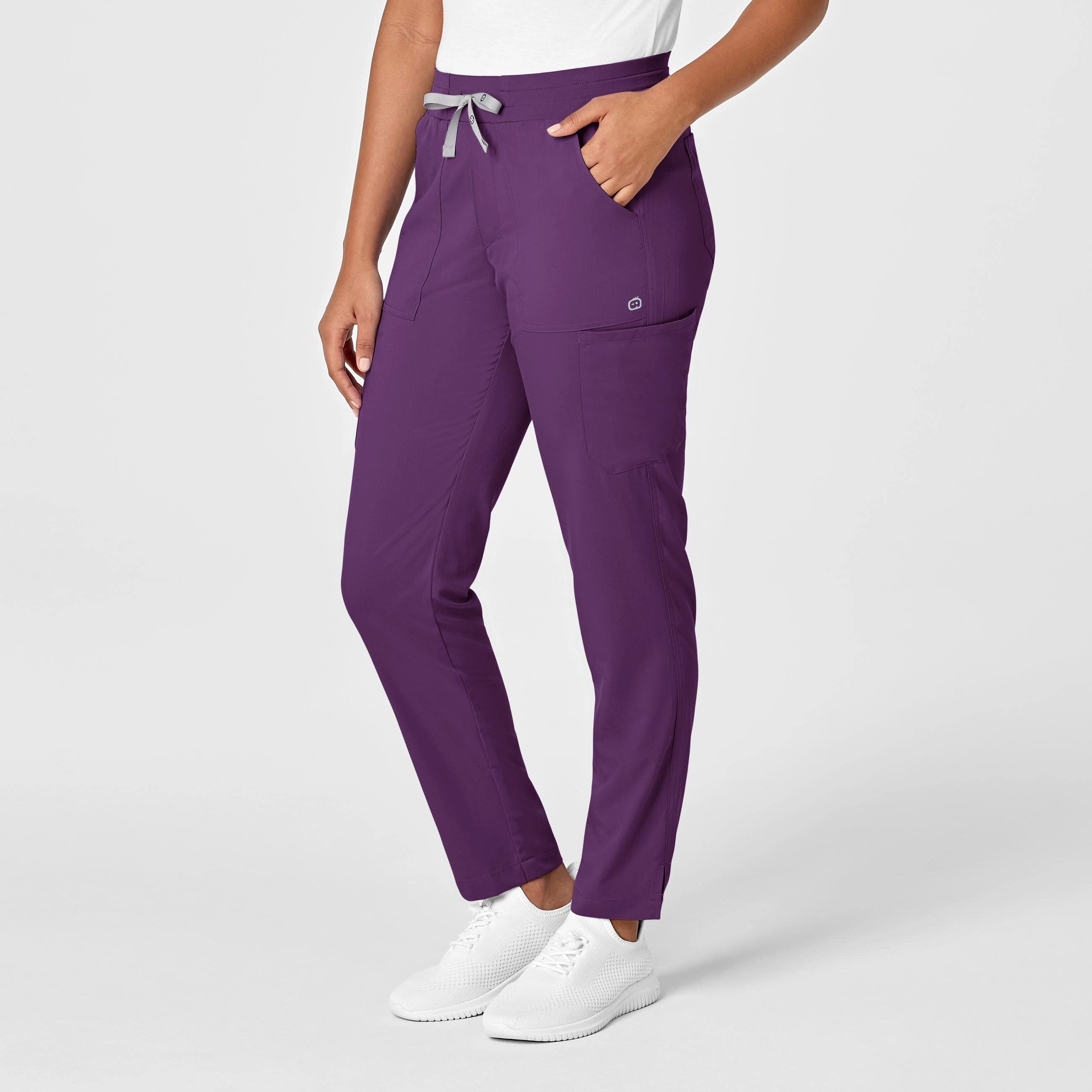 PRO Women's Slim Leg Cargo Scrub Pant - Eggplant