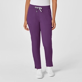 PRO Women's Slim Leg Cargo Scrub Pant - Eggplant