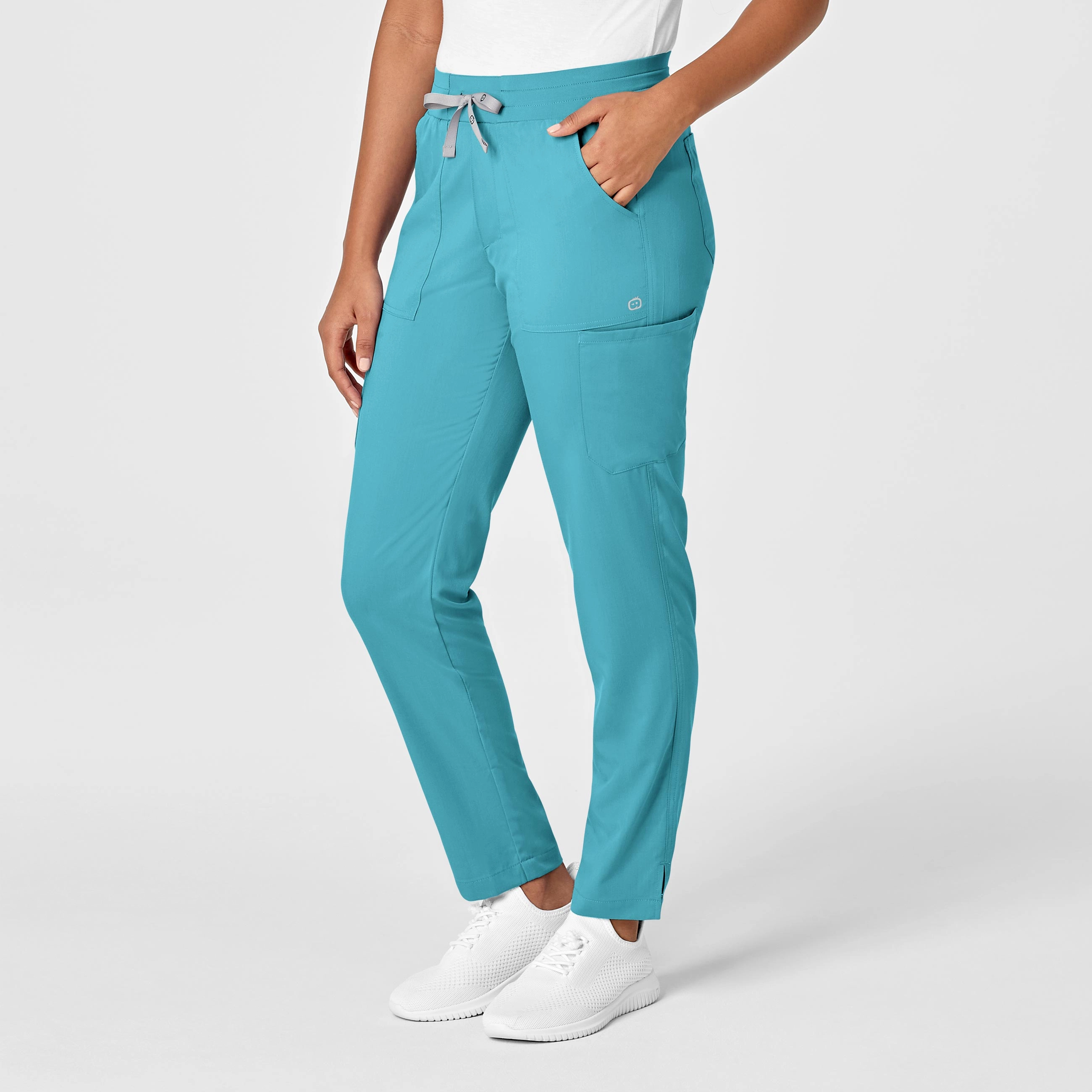 PRO Women's Slim Leg Cargo Scrub Pant - Teal Blue