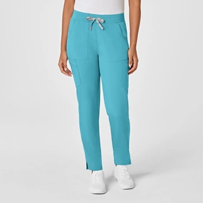 PRO Women's Slim Leg Cargo Scrub Pant - Teal Blue