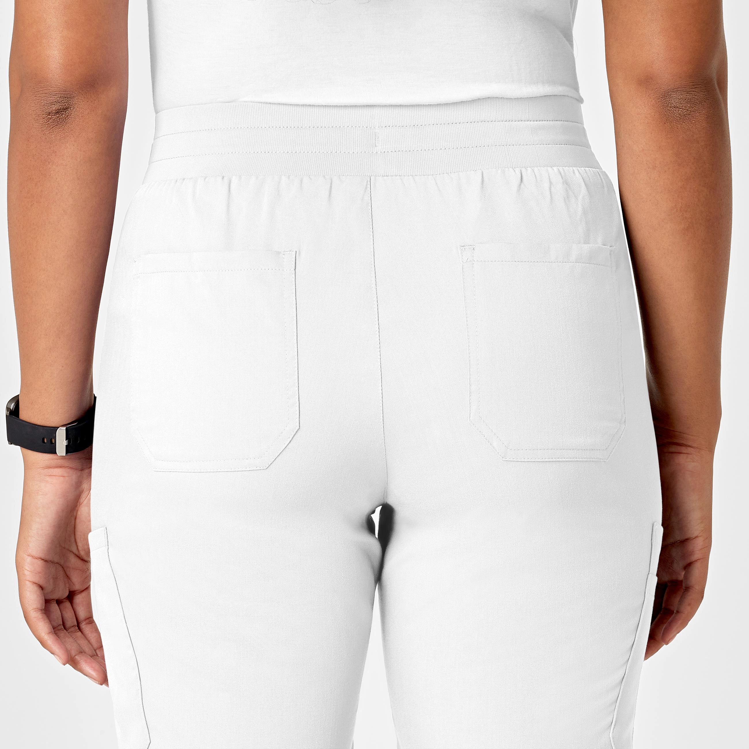 PRO Women's Slim Leg Cargo Scrub Pant - White