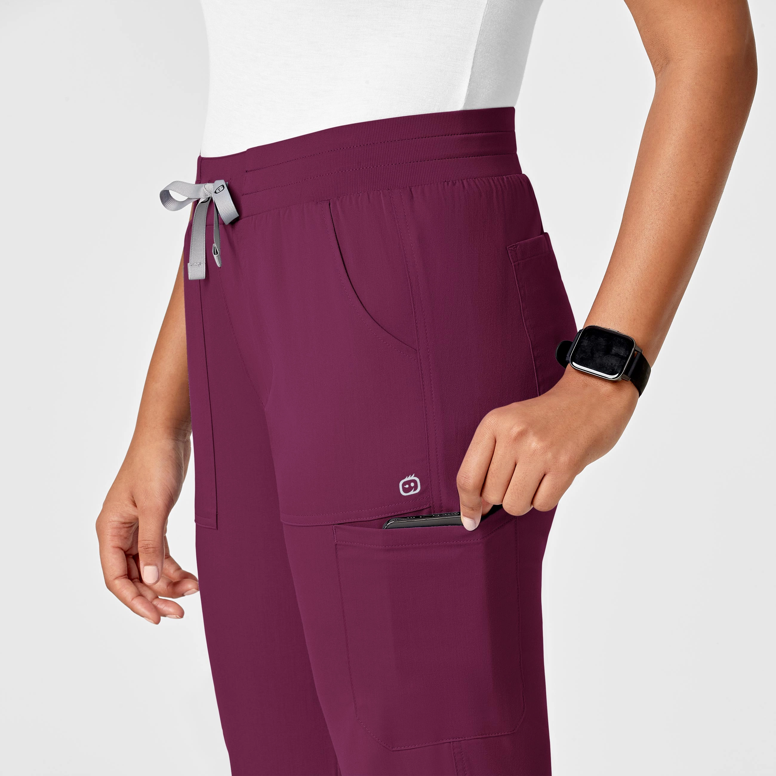 PRO Women's Slim Leg Cargo Scrub Pant - Wine