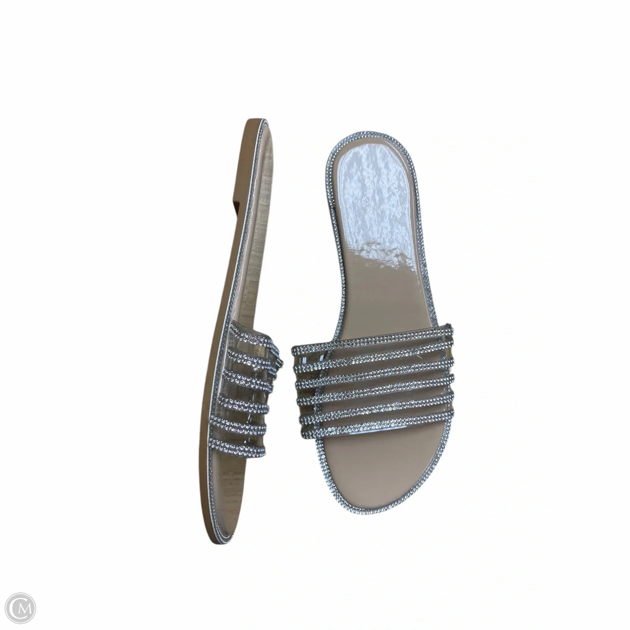 Sandals Flats By Clothes Mentor In Silver, Size: 10