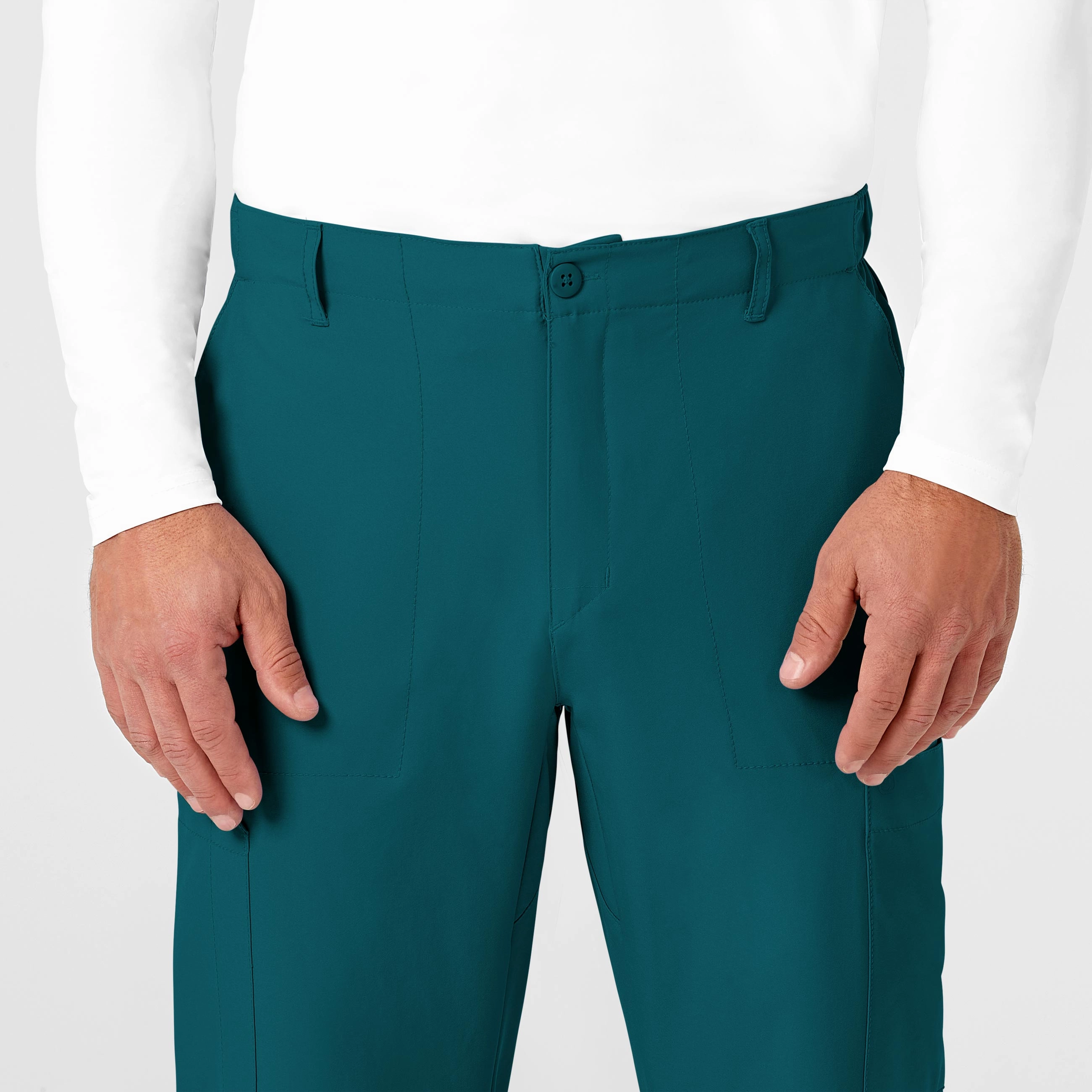 W123 Men's Flat Front Cargo Scrub Pant - Caribbean