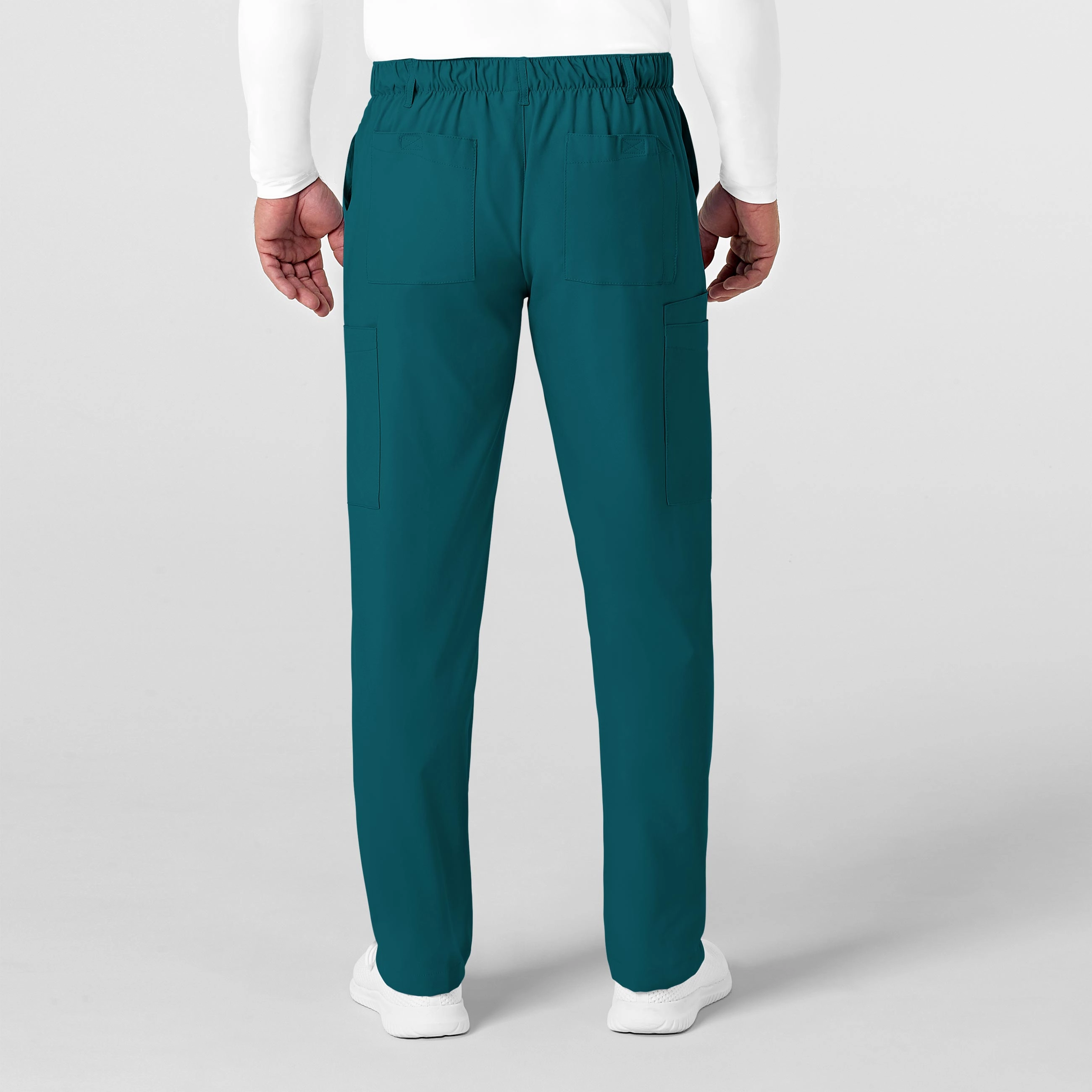 W123 Men's Flat Front Cargo Scrub Pant - Caribbean
