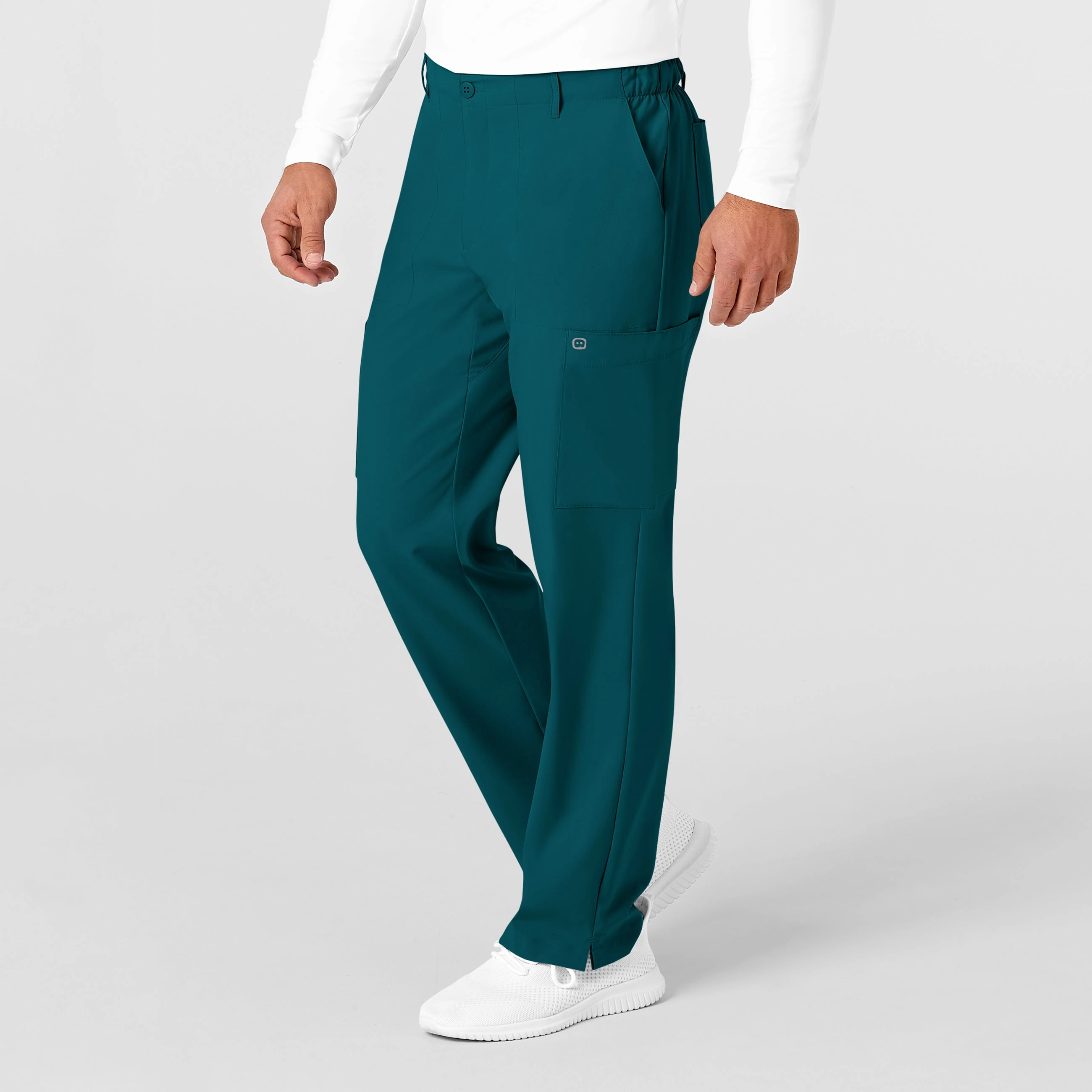 W123 Men's Flat Front Cargo Scrub Pant - Caribbean