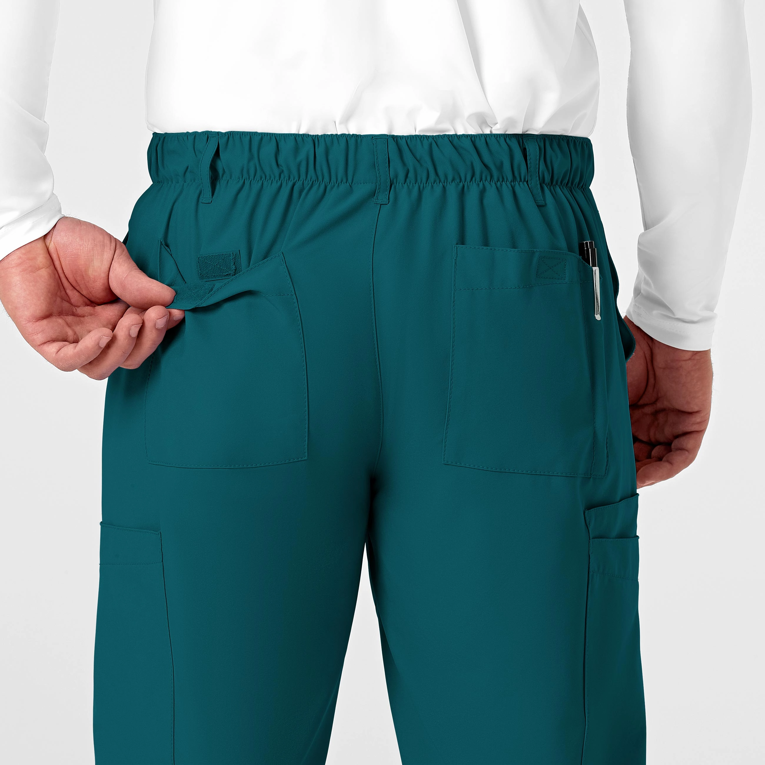 W123 Men's Flat Front Cargo Scrub Pant - Caribbean