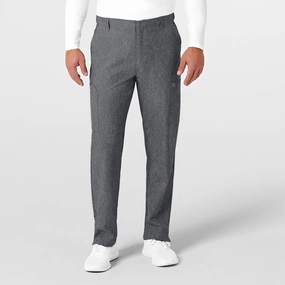W123 Men's Flat Front Cargo Scrub Pant - Charcoal Heather