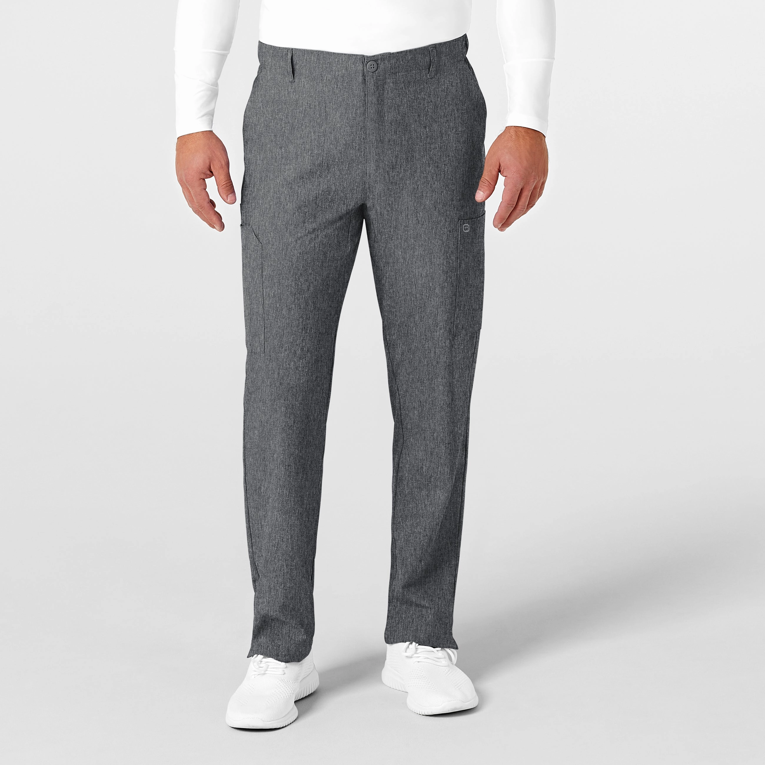 W123 Men's Flat Front Cargo Scrub Pant - Charcoal Heather