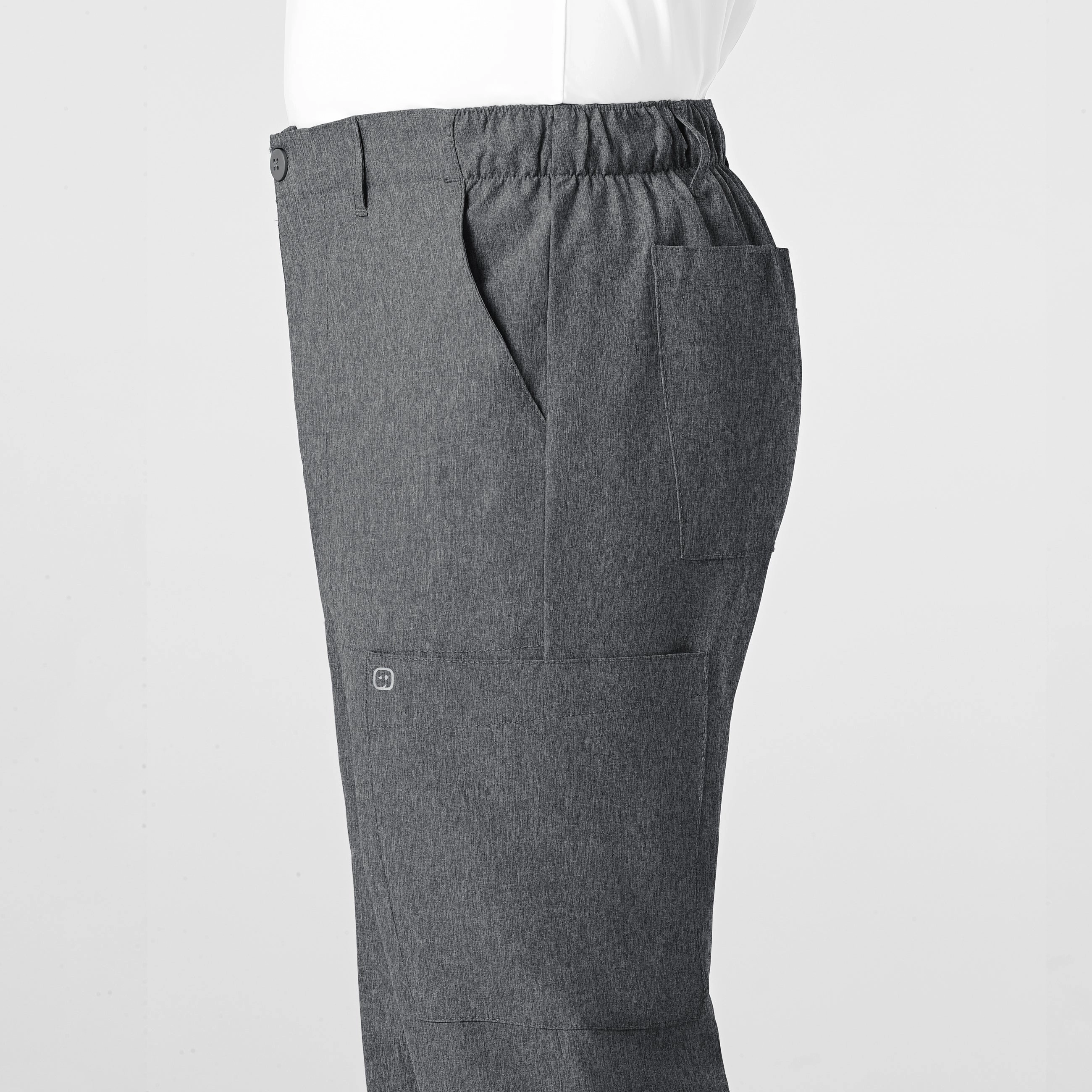 W123 Men's Flat Front Cargo Scrub Pant - Charcoal Heather