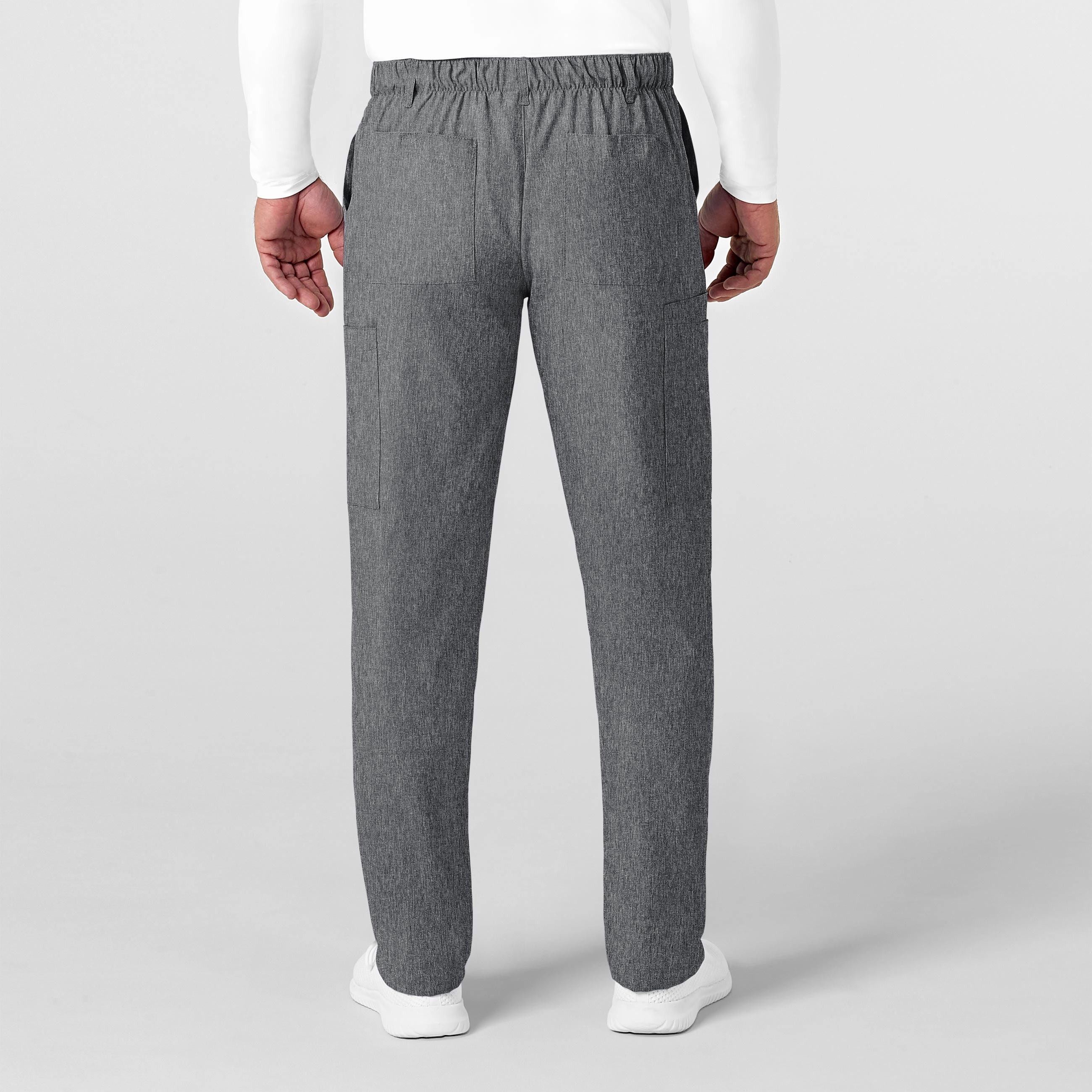 W123 Men's Flat Front Cargo Scrub Pant - Charcoal Heather