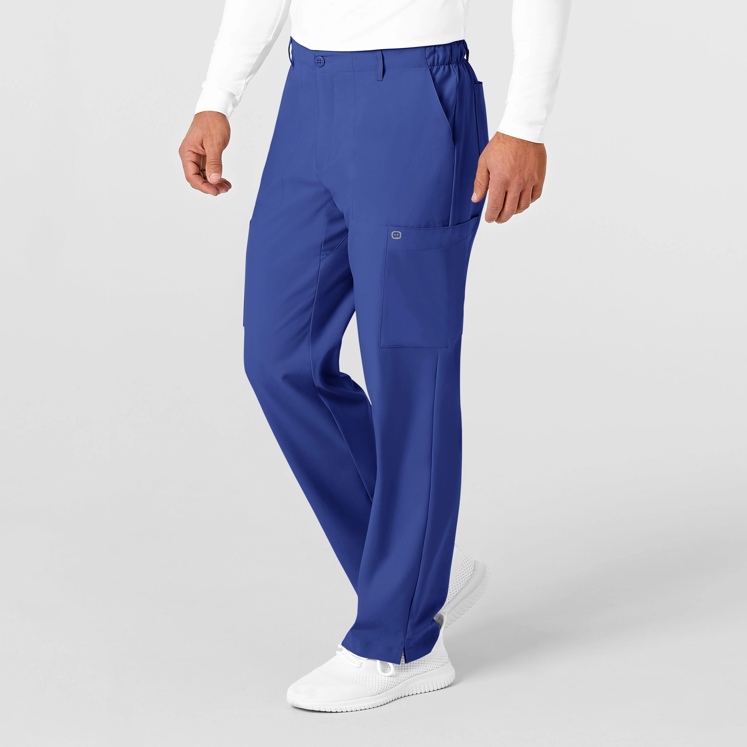 W123 Men's Flat Front Cargo Scrub Pant - Galaxy Blue