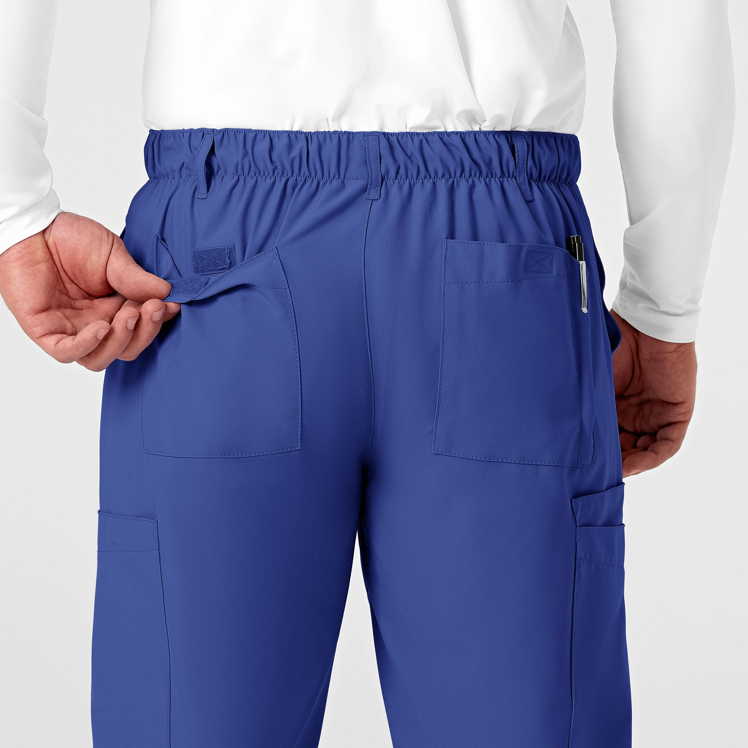W123 Men's Flat Front Cargo Scrub Pant - Galaxy Blue