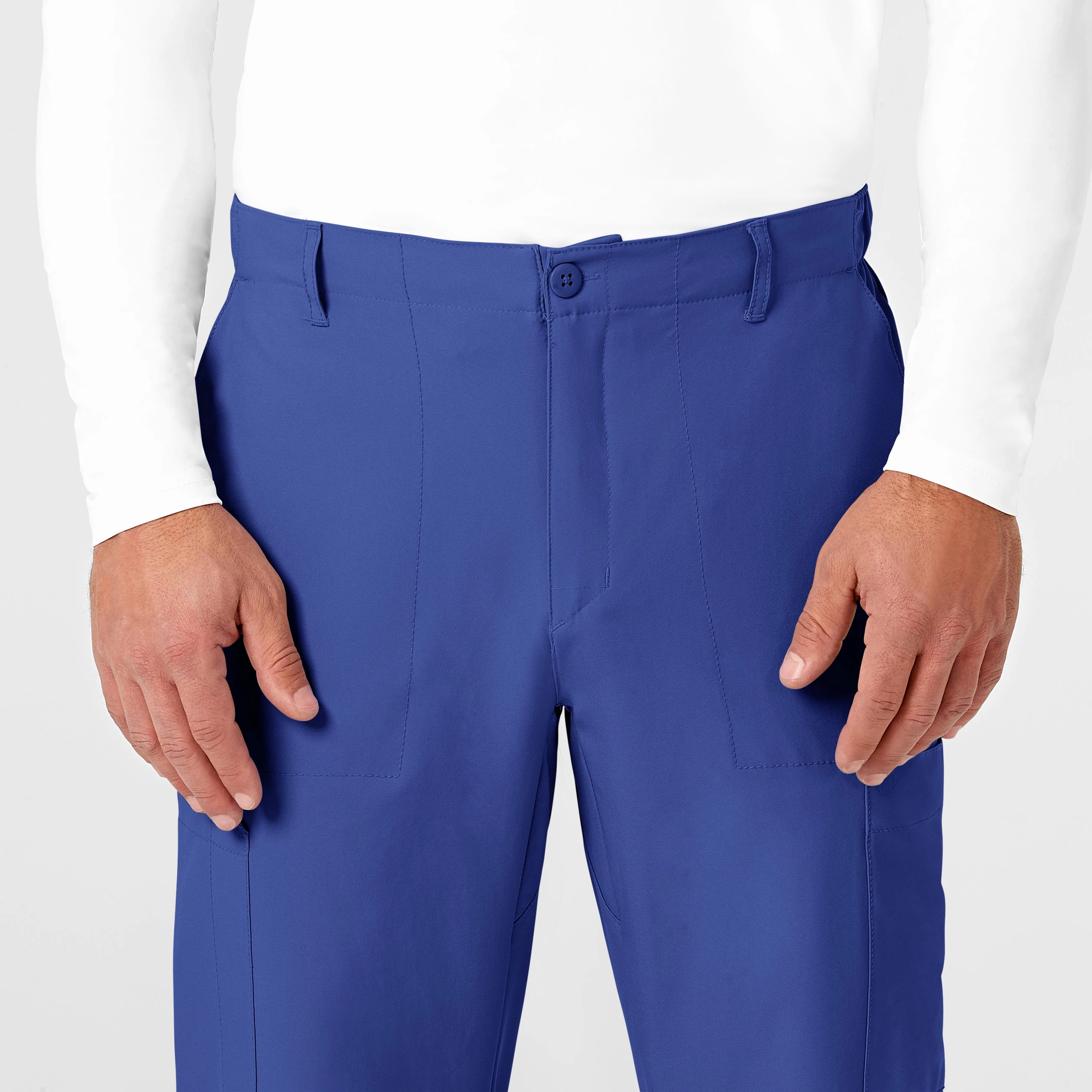 W123 Men's Flat Front Cargo Scrub Pant - Galaxy Blue