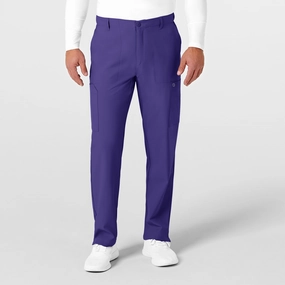 W123 Men's Flat Front Cargo Scrub Pant - Grape