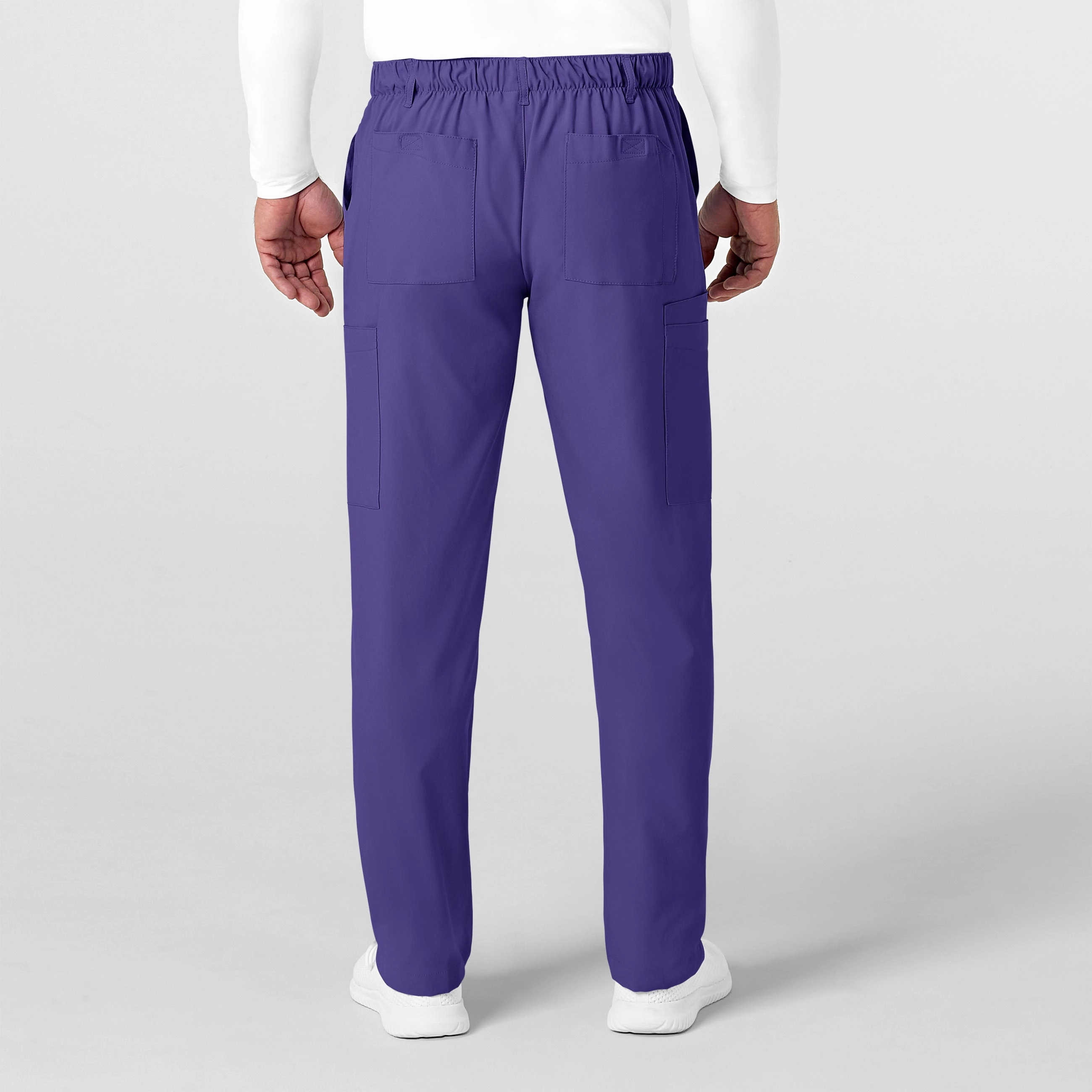 W123 Men's Flat Front Cargo Scrub Pant - Grape