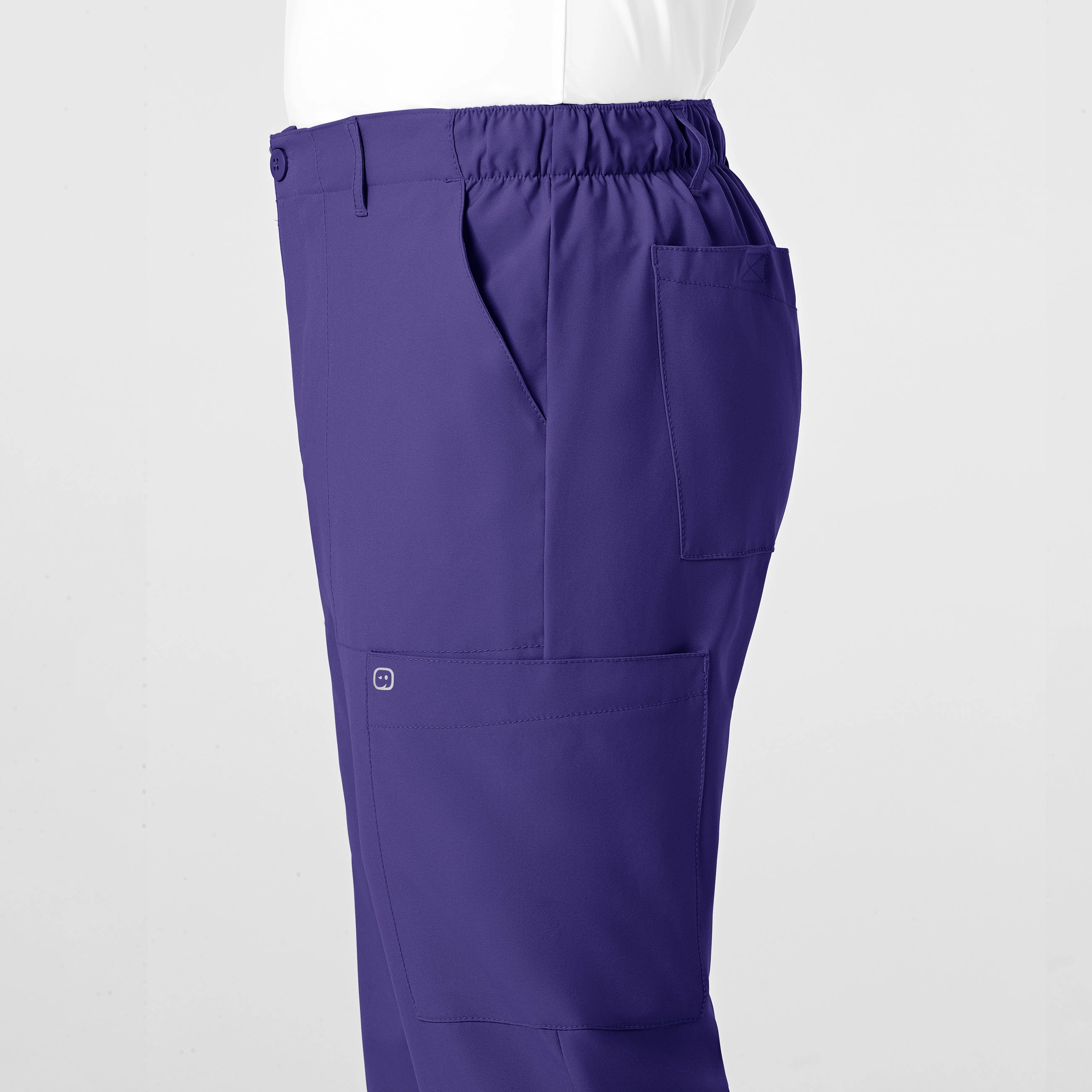 W123 Men's Flat Front Cargo Scrub Pant - Grape