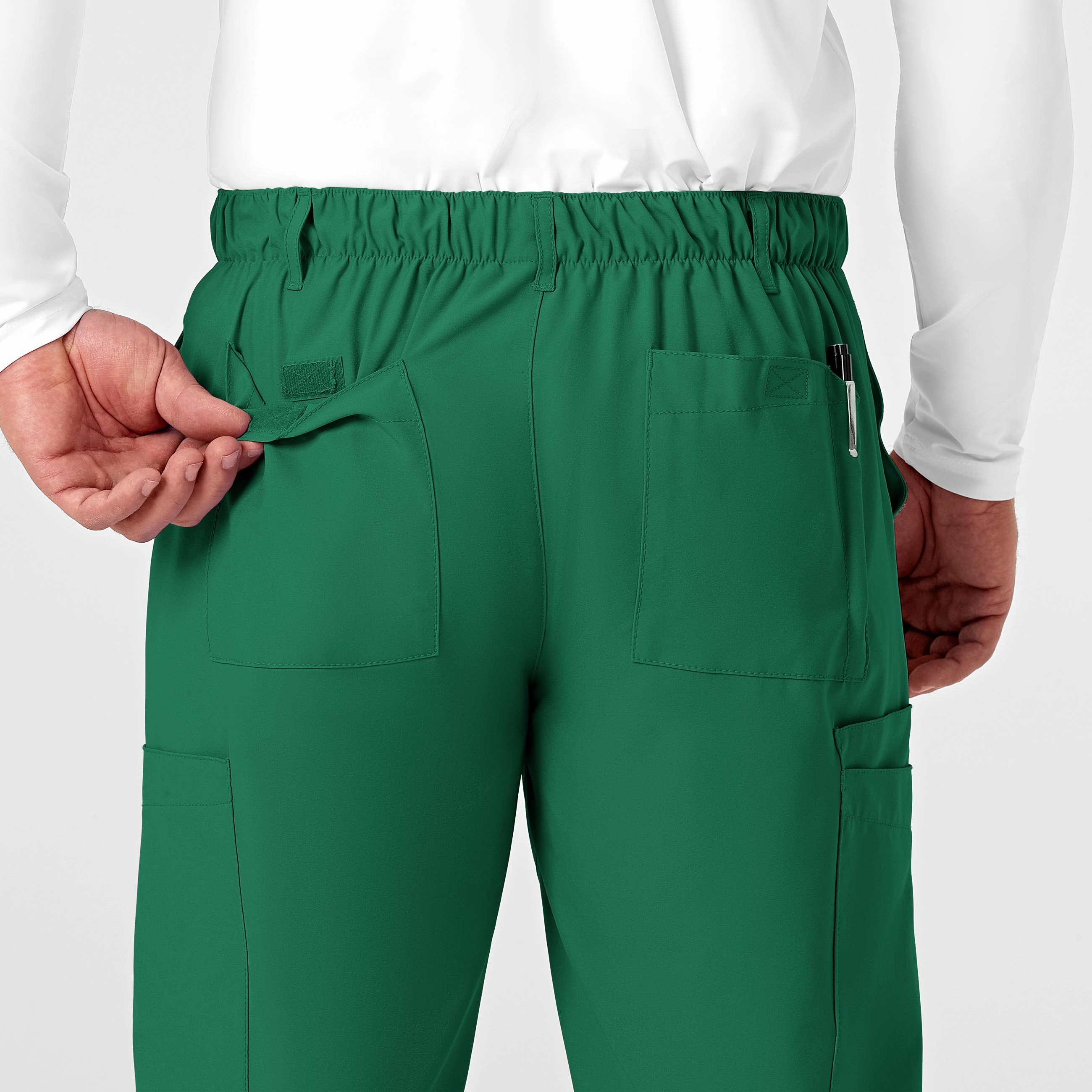 W123 Men's Flat Front Cargo Scrub Pant - Hunter