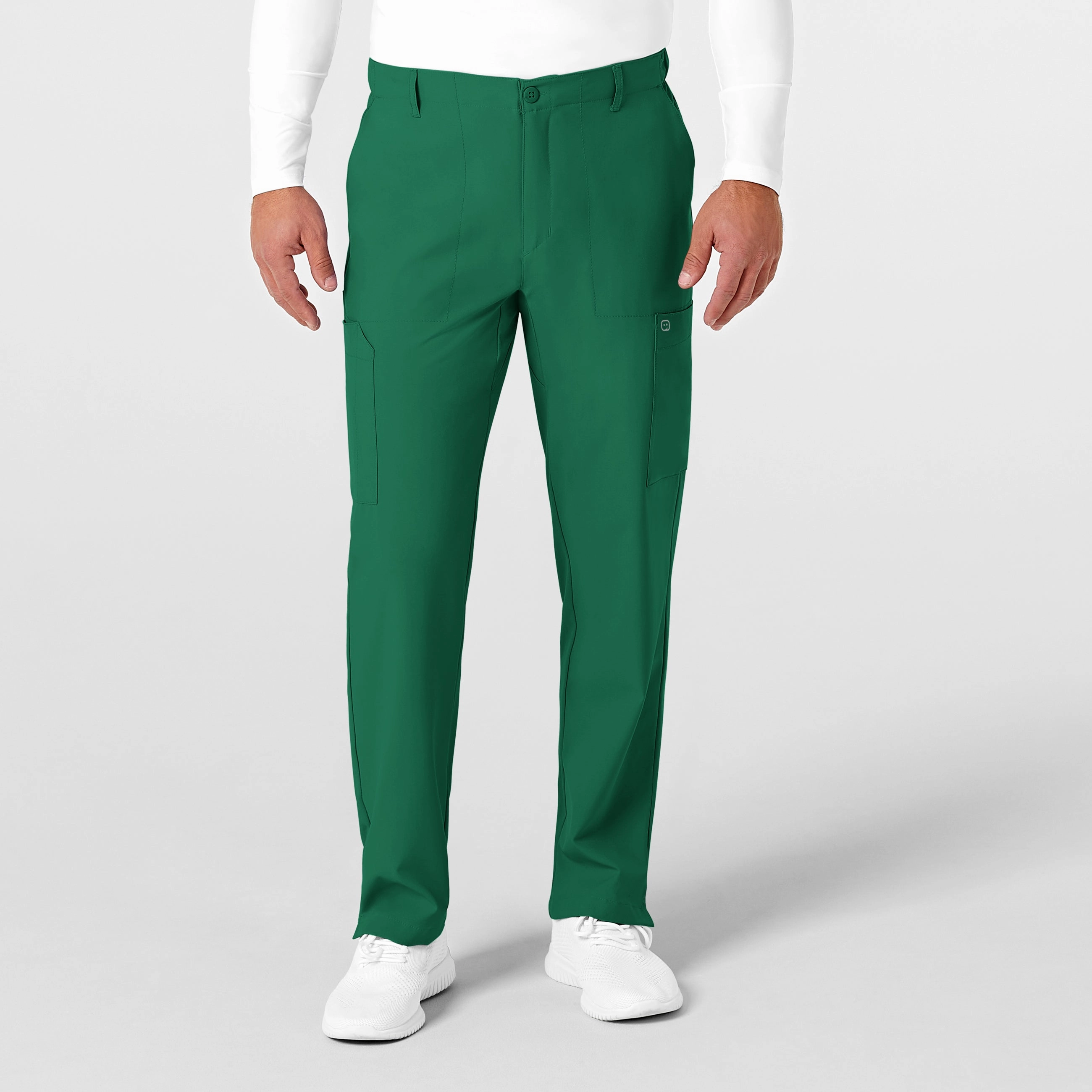 W123 Men's Flat Front Cargo Scrub Pant - Hunter