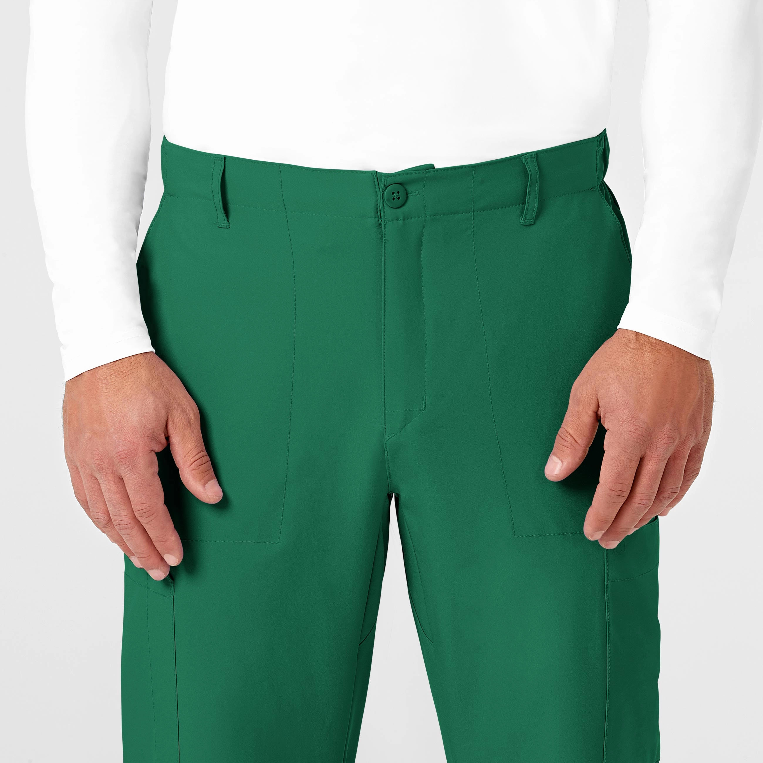 W123 Men's Flat Front Cargo Scrub Pant - Hunter