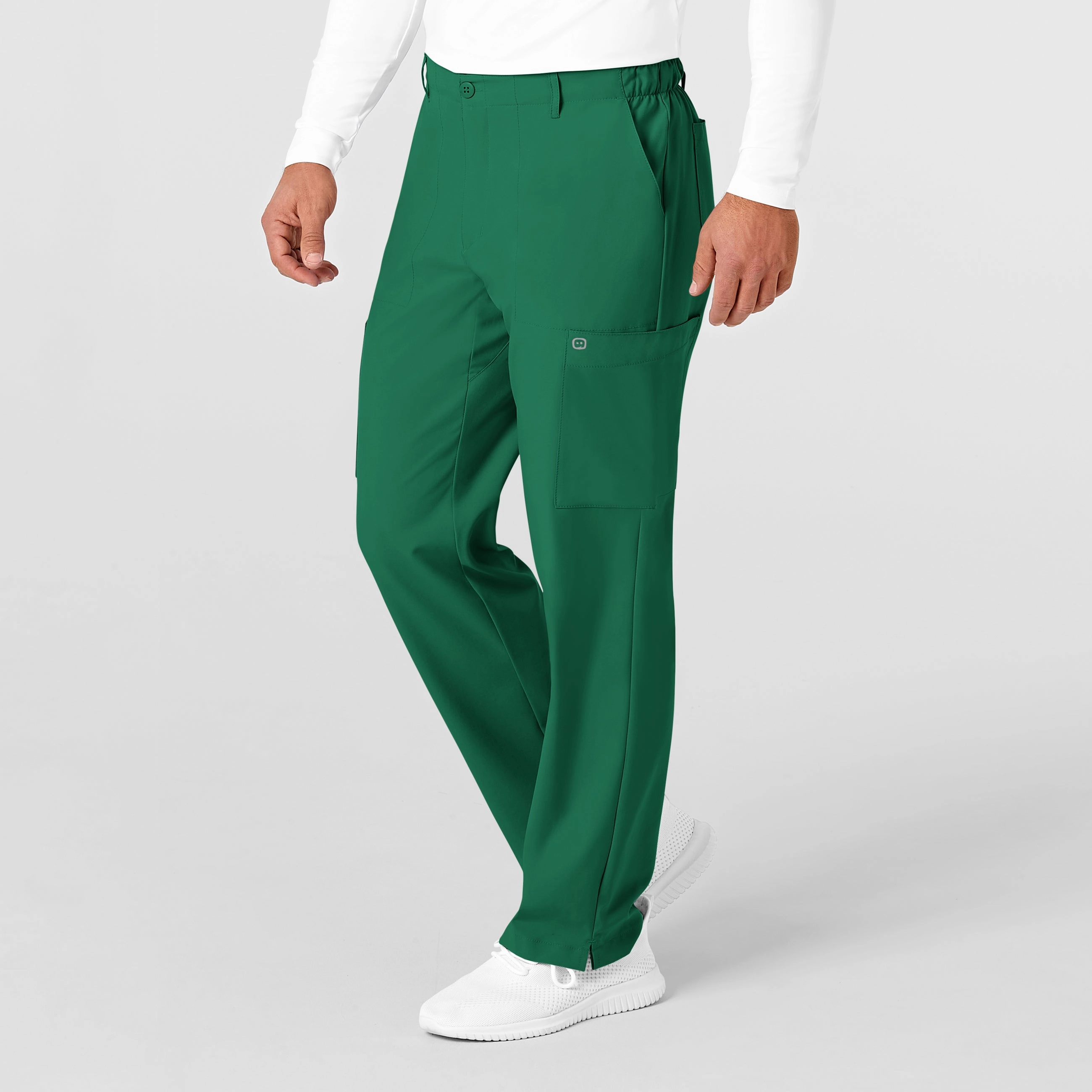 W123 Men's Flat Front Cargo Scrub Pant - Hunter