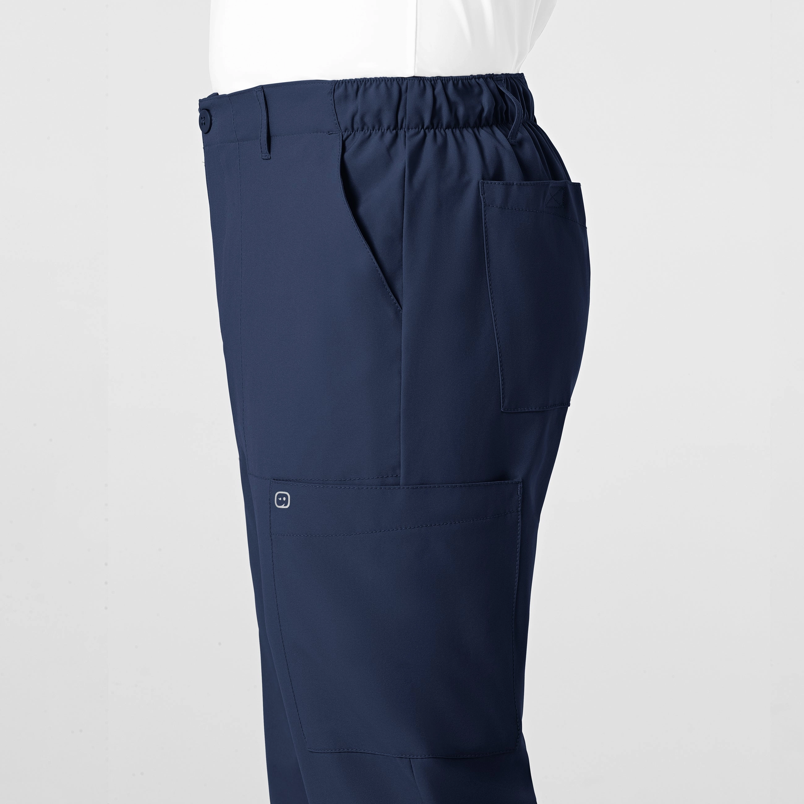W123 Men's Flat Front Cargo Scrub Pant - Navy