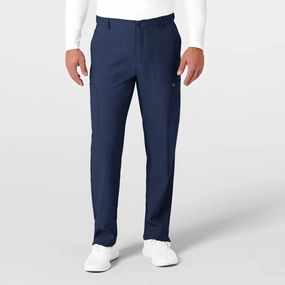 W123 Men's Flat Front Cargo Scrub Pant - Navy