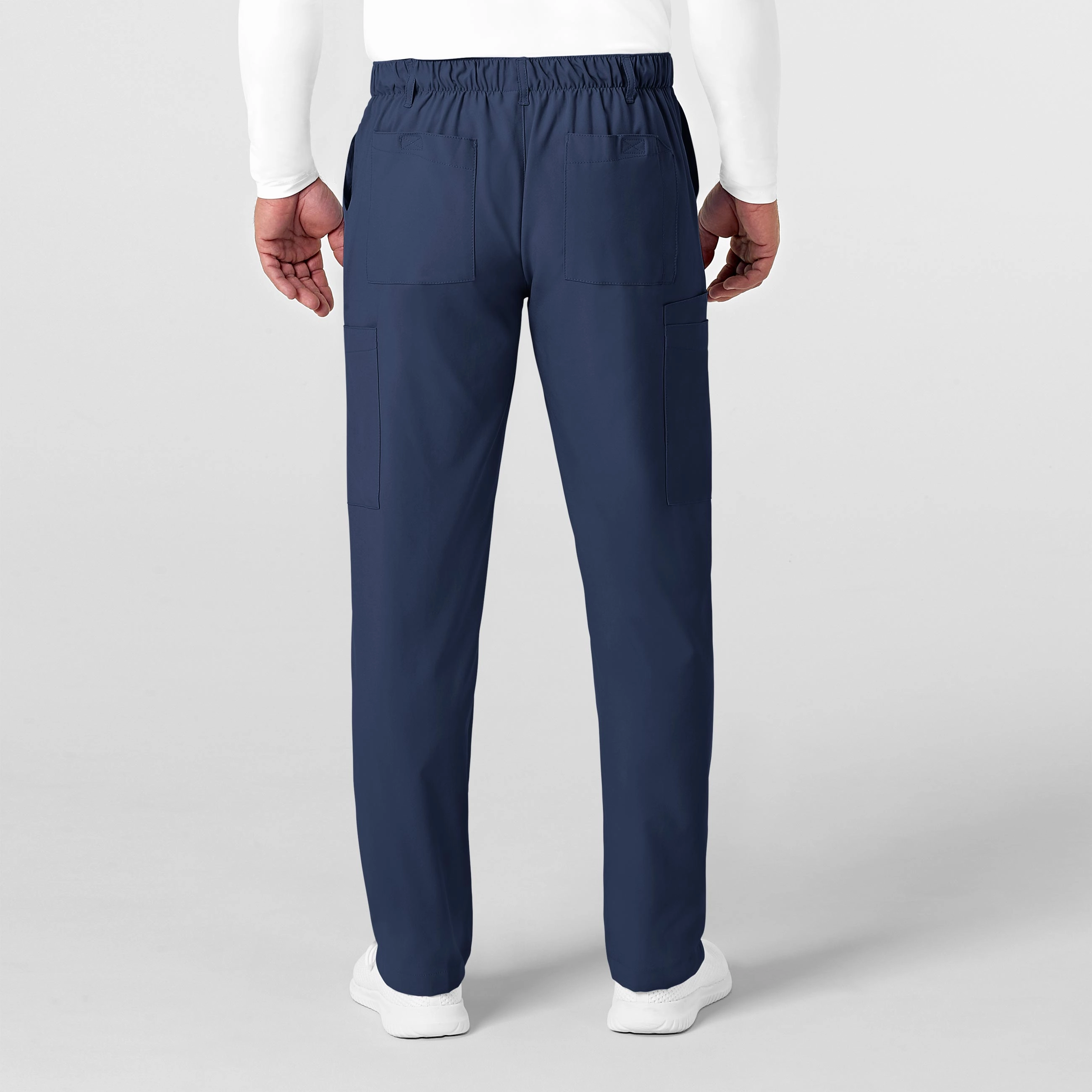 W123 Men's Flat Front Cargo Scrub Pant - Navy
