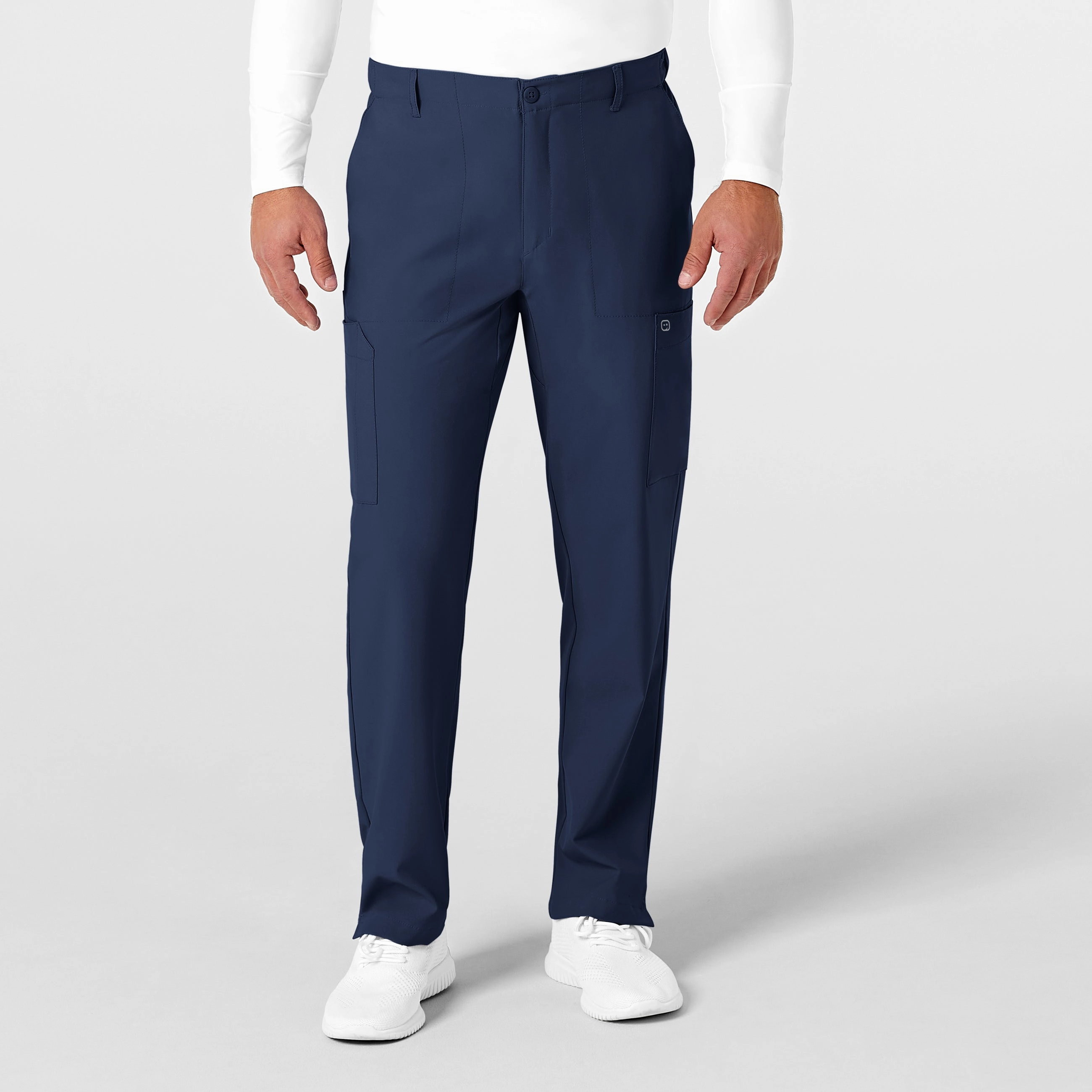 W123 Men's Flat Front Cargo Scrub Pant - Navy