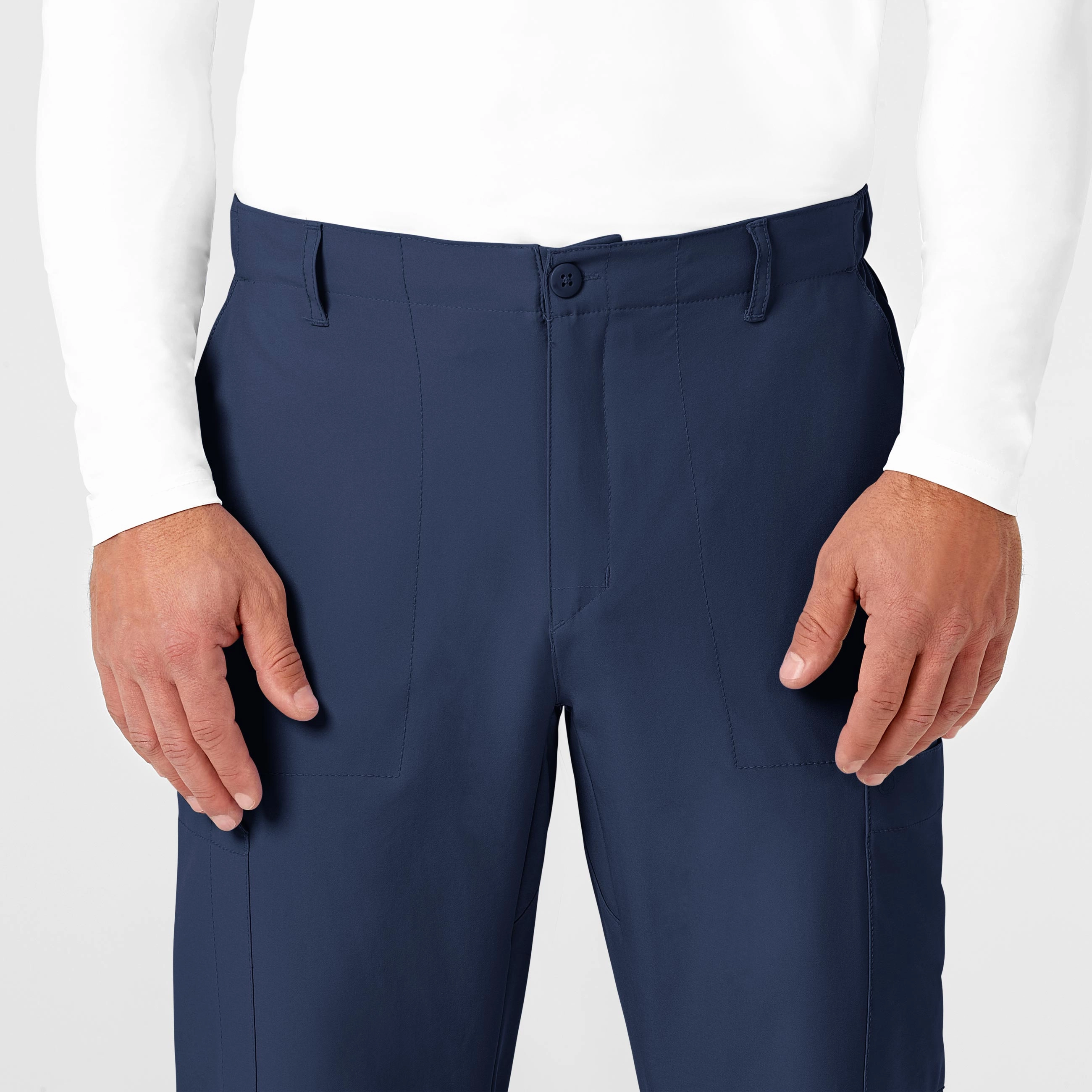 W123 Men's Flat Front Cargo Scrub Pant - Navy
