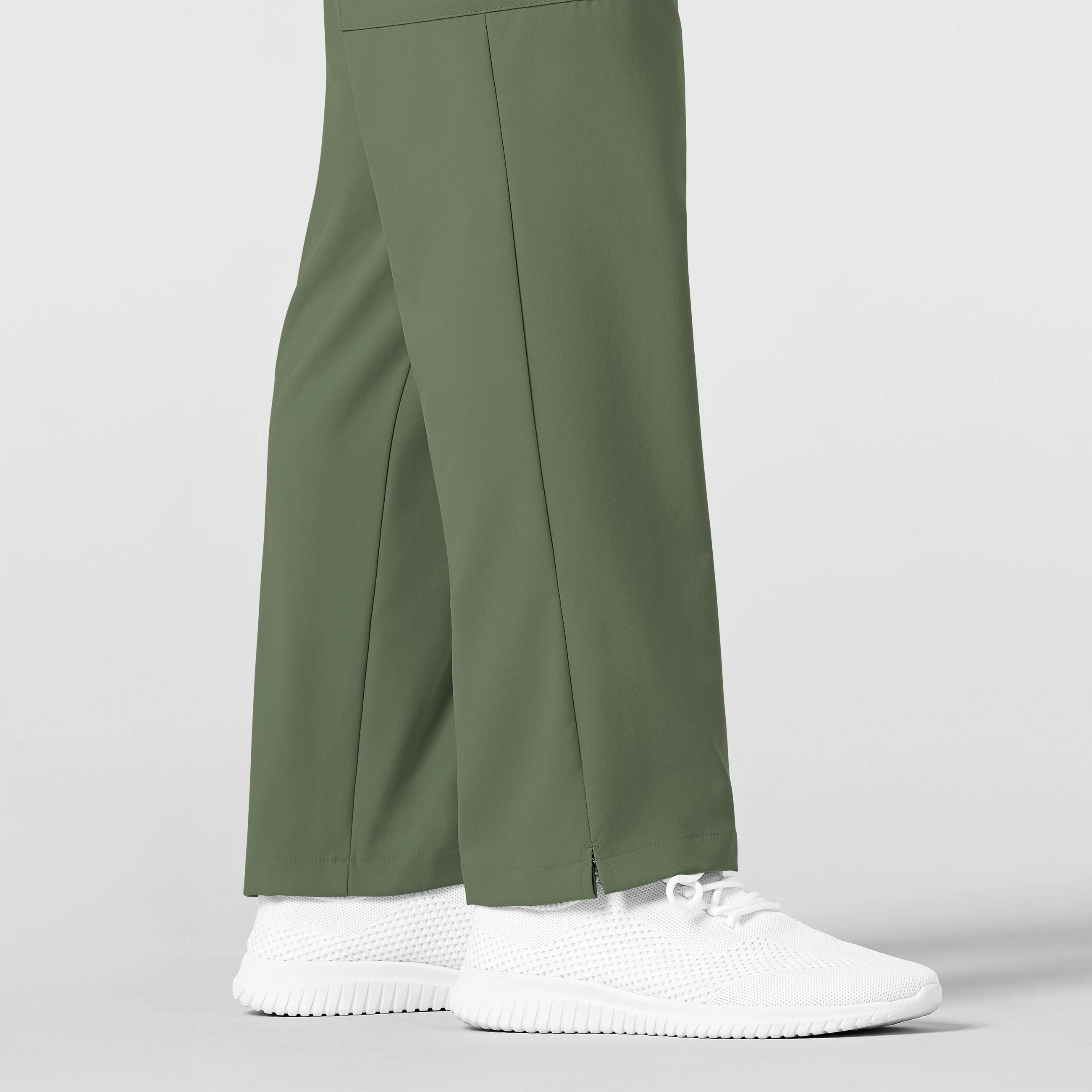 W123 Men's Flat Front Cargo Scrub Pant - Olive