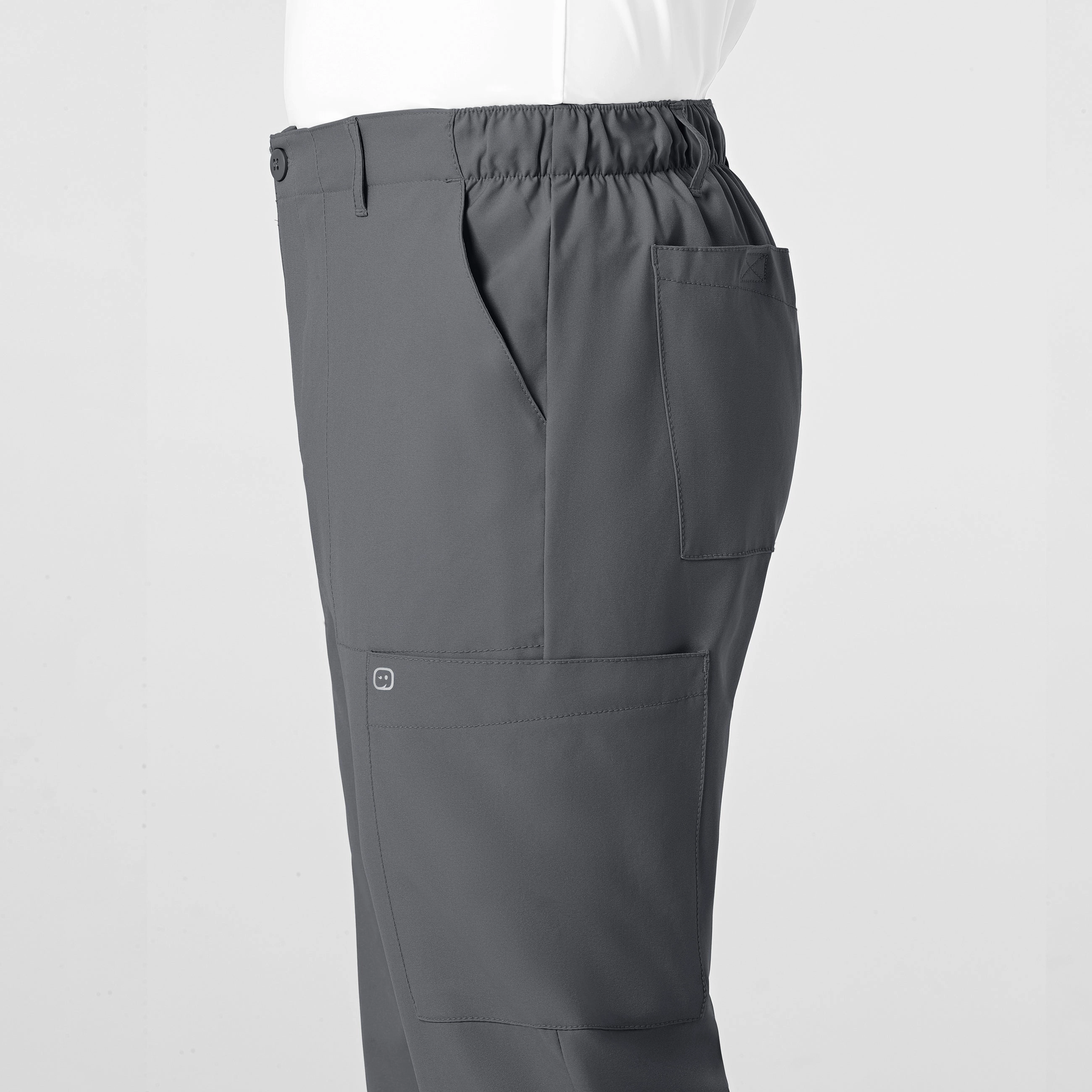 W123 Men's Flat Front Cargo Scrub Pant - Pewter