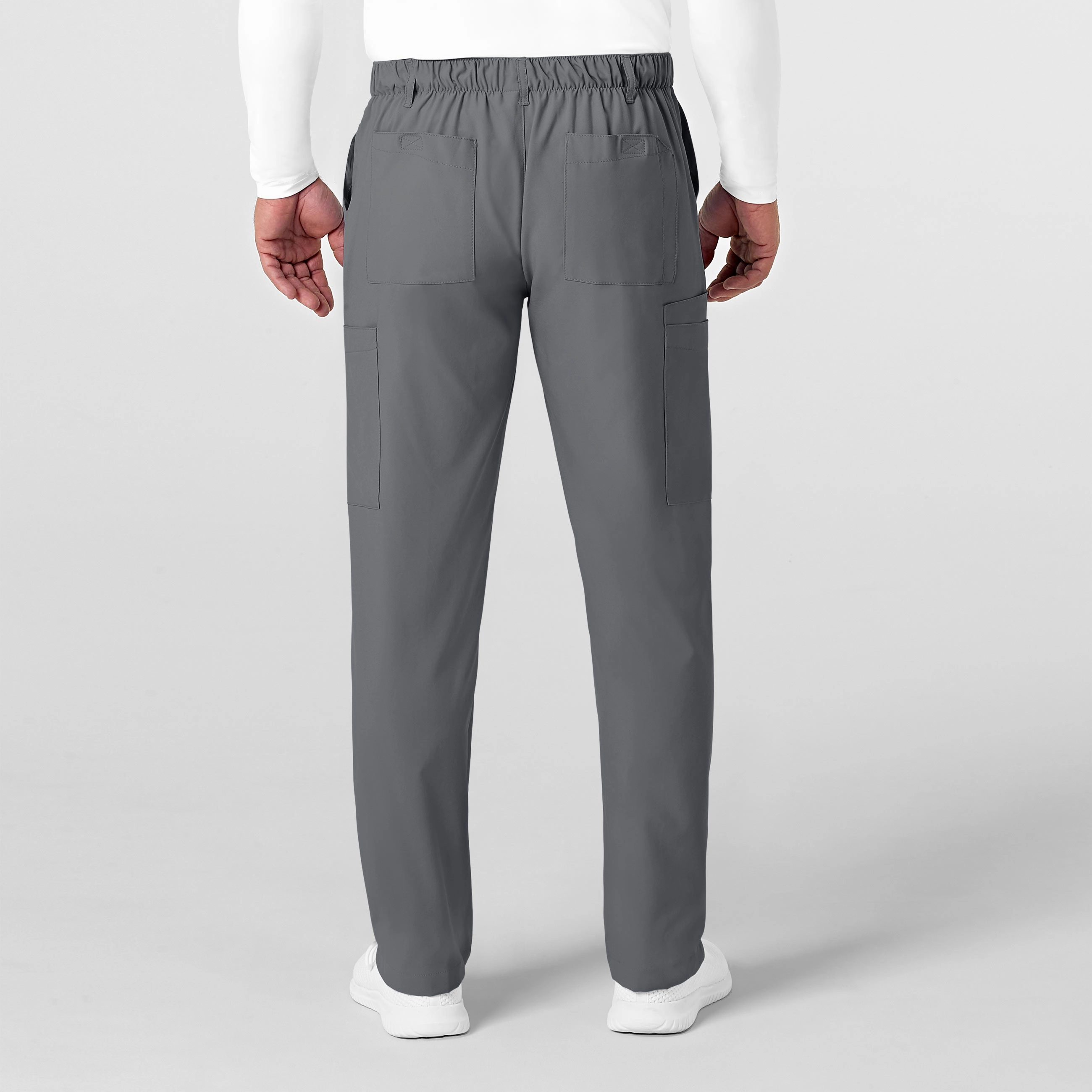 W123 Men's Flat Front Cargo Scrub Pant - Pewter