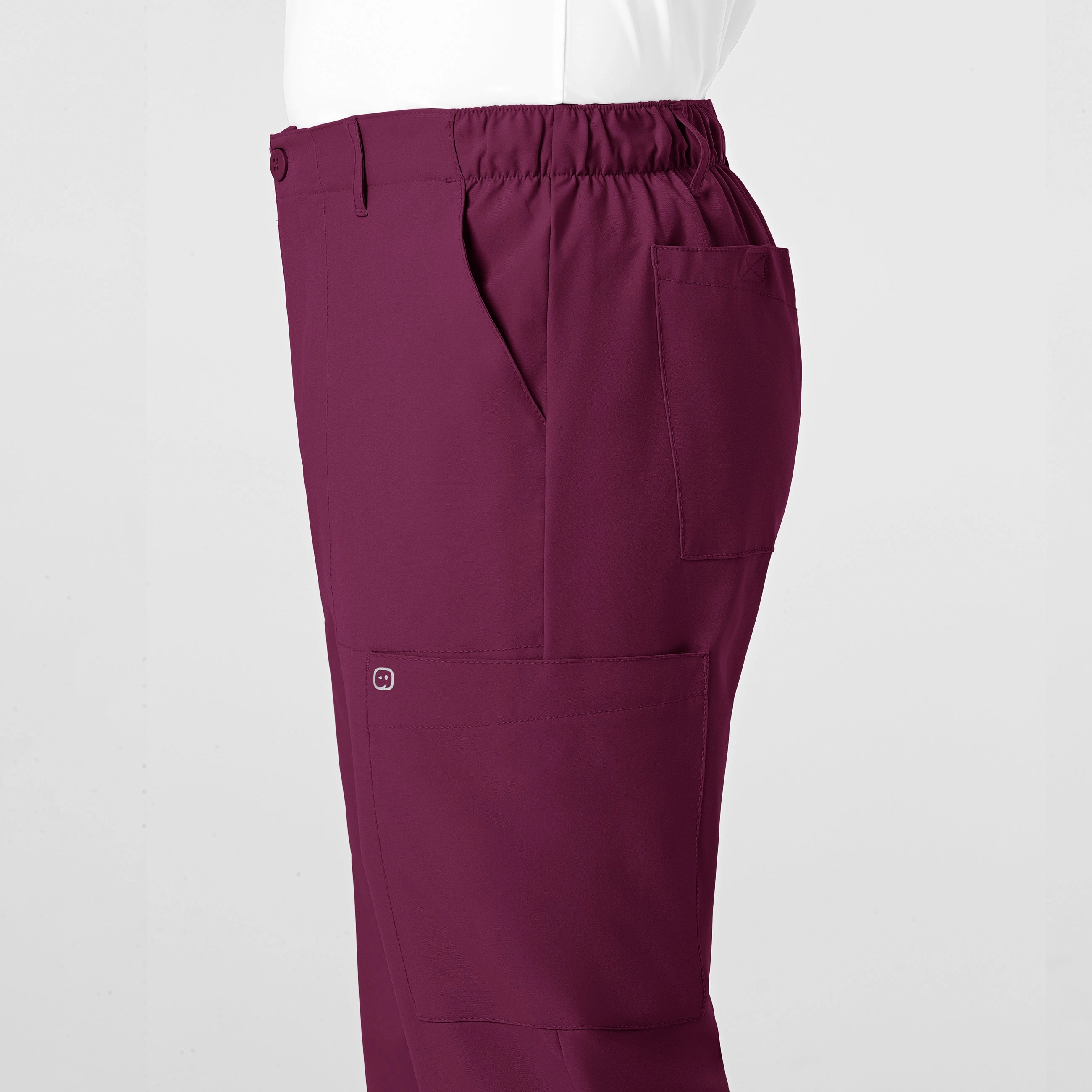 W123 Men's Flat Front Cargo Scrub Pant - Wine
