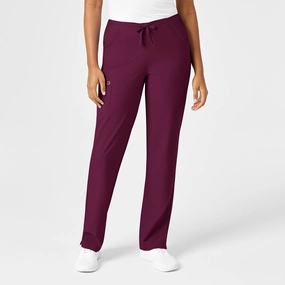W123 Women's Drawstring Scrub Pant - Wine